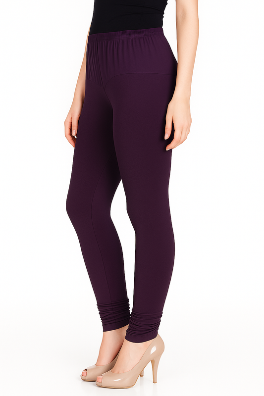 Royal Lilac Women's Solid Churidar Stretchable Cotton Blend Legging