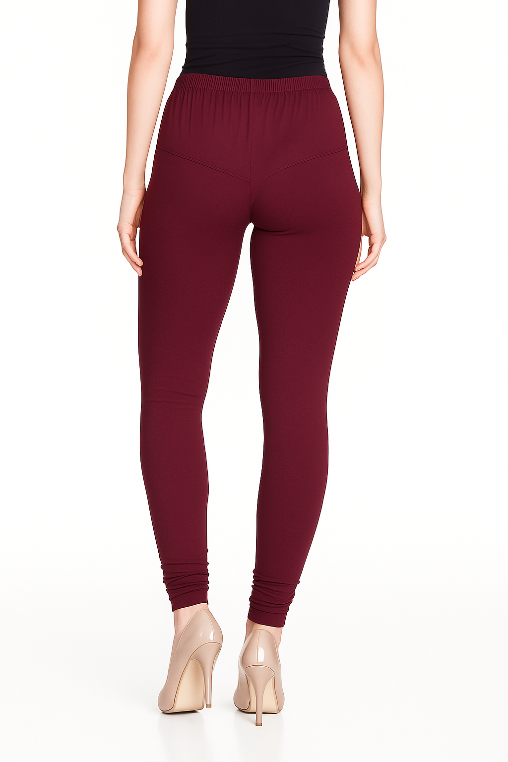 Wine Women's Solid Churidar Stretchable Cotton Blend Legging