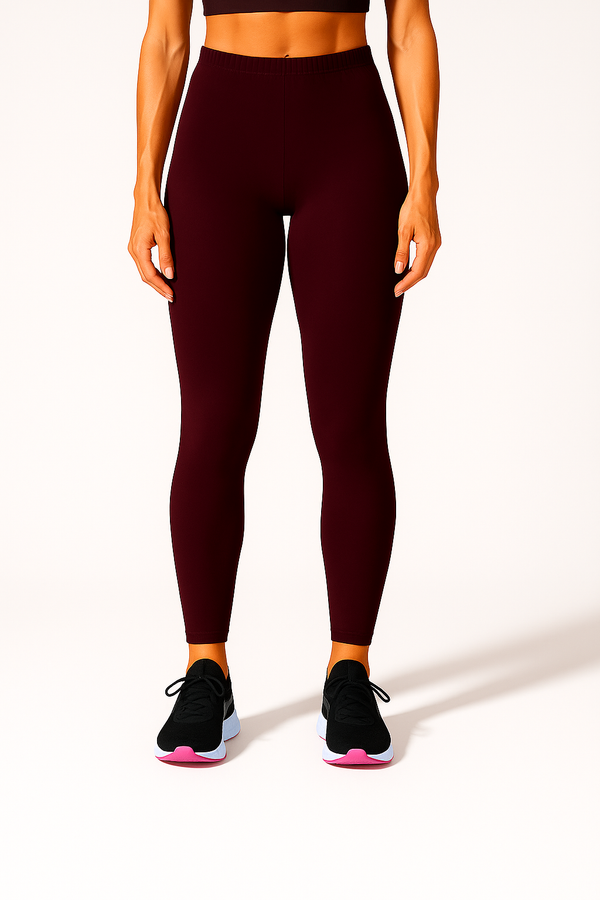 Dark Maroon Women's Ankle Length Stretchable Cotton Lycra Leggings