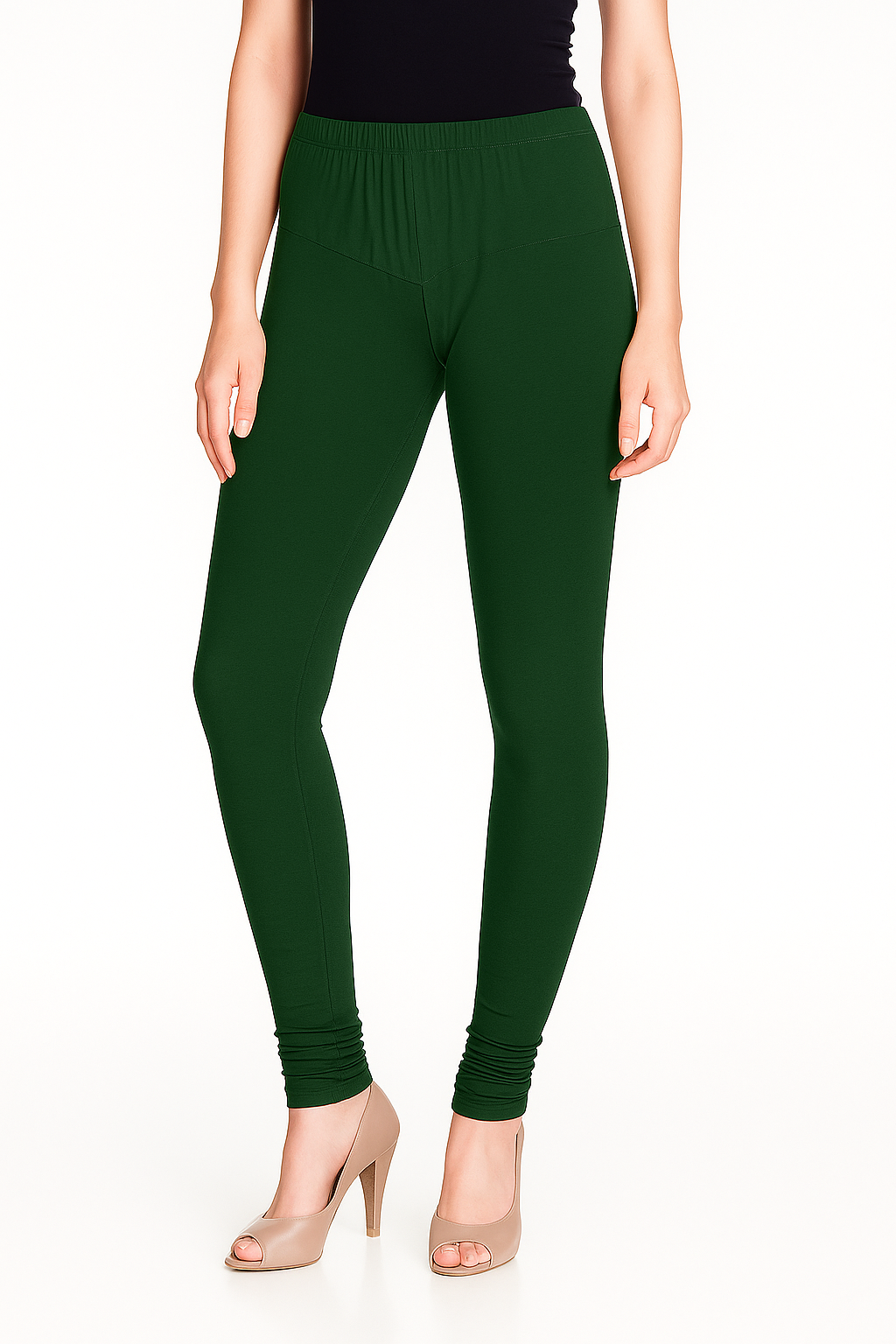 Rama Green Women's Solid Churidar Stretchable Cotton Blend Legging