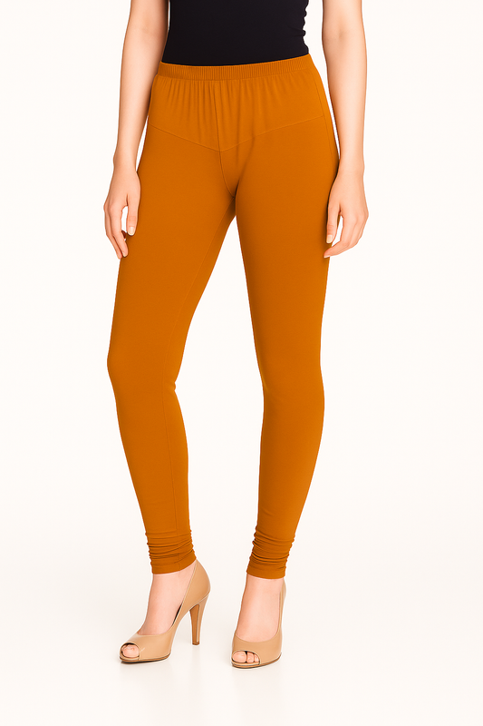O Blue Women's Solid Churidar Stretchable Cotton Blend Legging