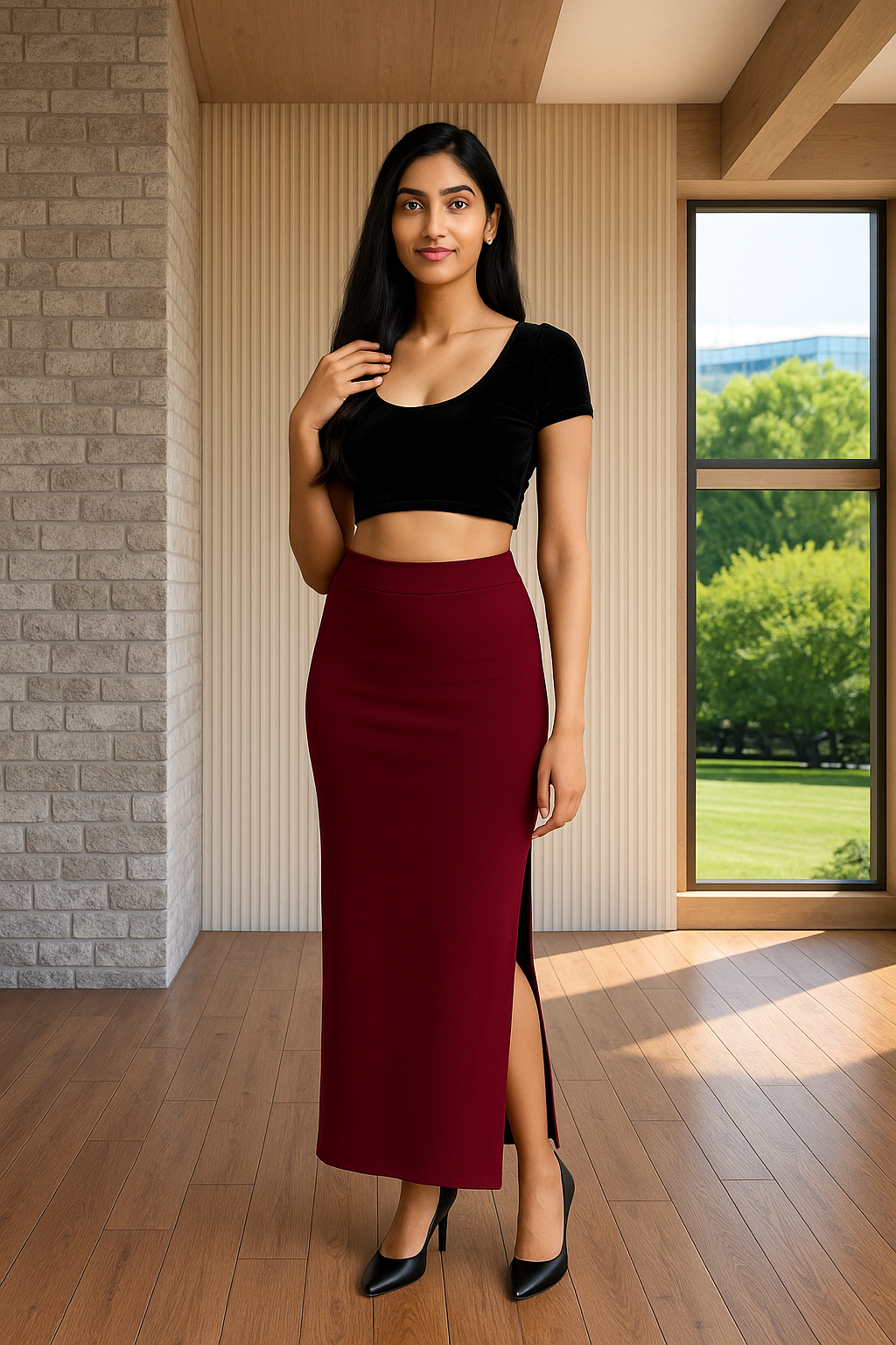 Maroon Women's Solid Shapewear