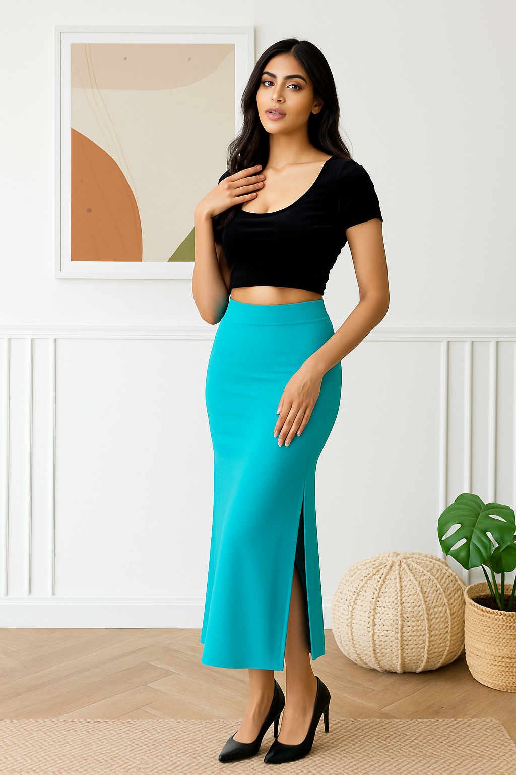 Light Blue Women's Solid Shapewear