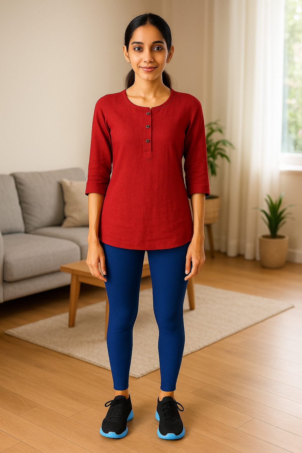 Cobalt Blue Women's Ankle Length Stretchable Cotton Lycra Leggings