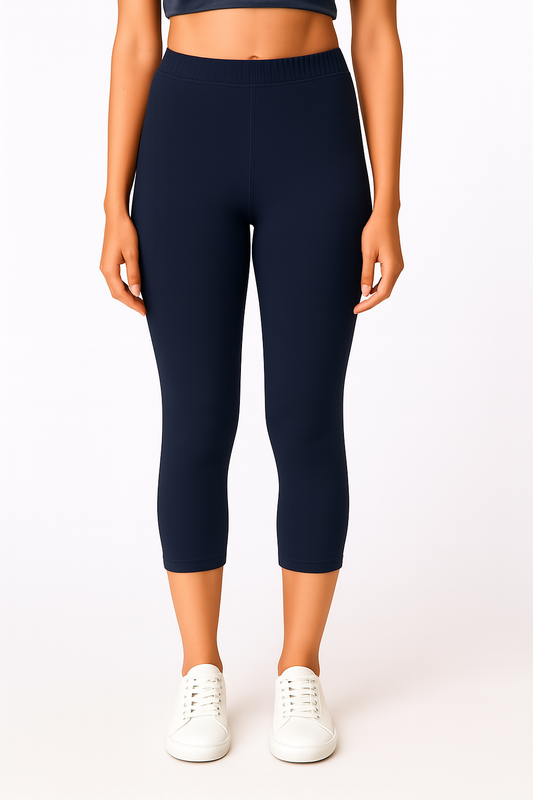 Navy Women’s Solid Casual Capri
