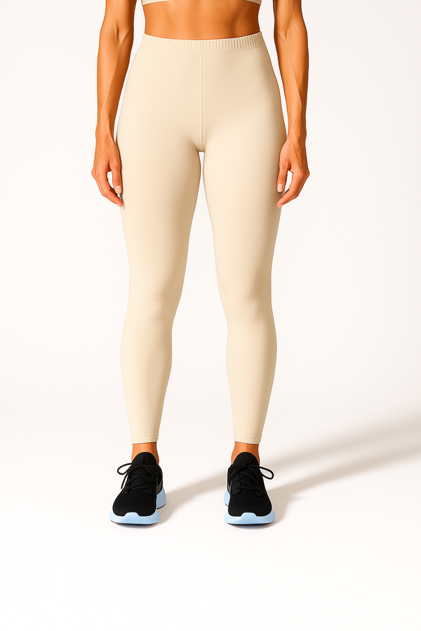 Beige Women's Ankle Length Stretchable Cotton Lycra Leggings