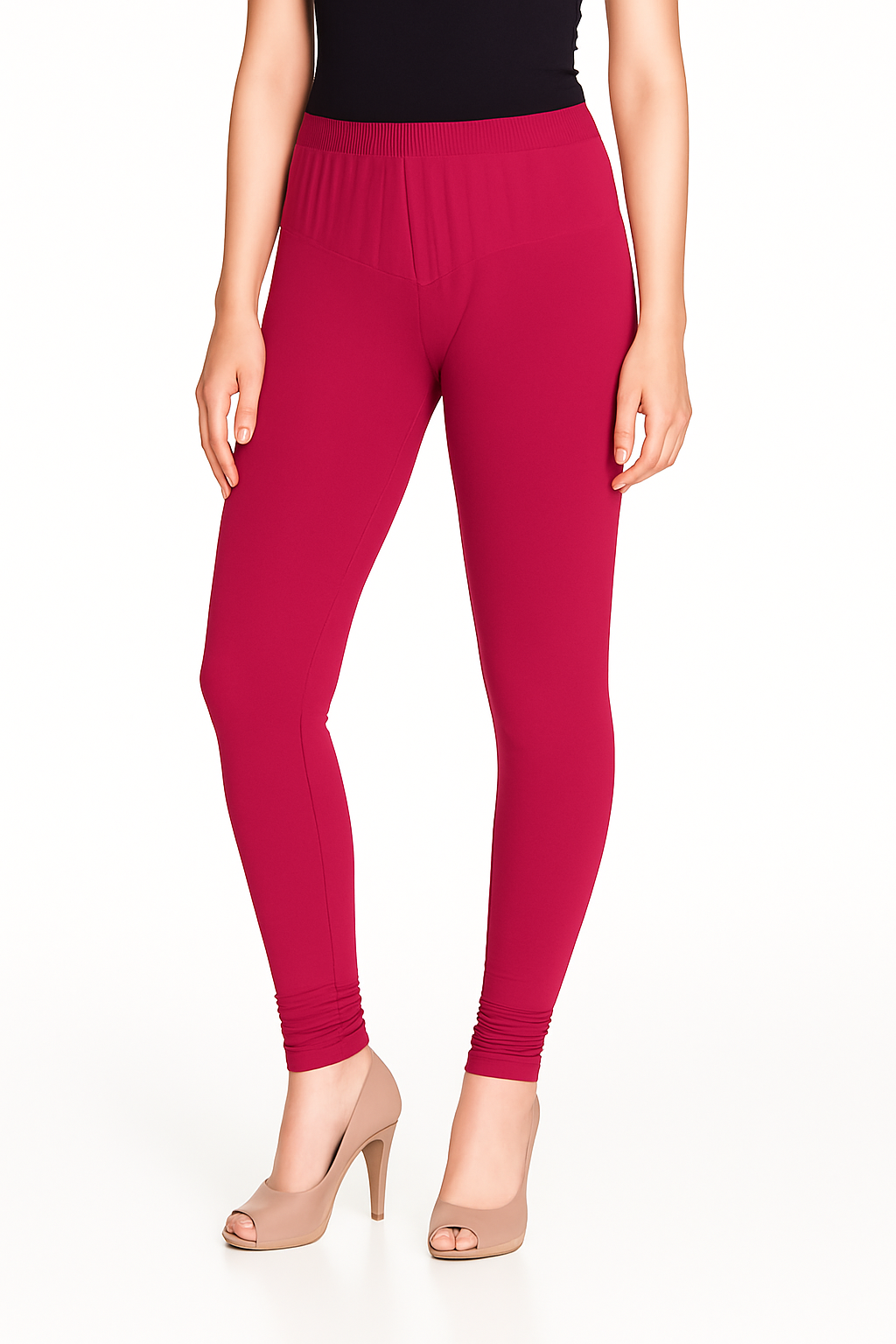Fuchsia Women's Solid Churidar Stretchable Cotton Blend Legging