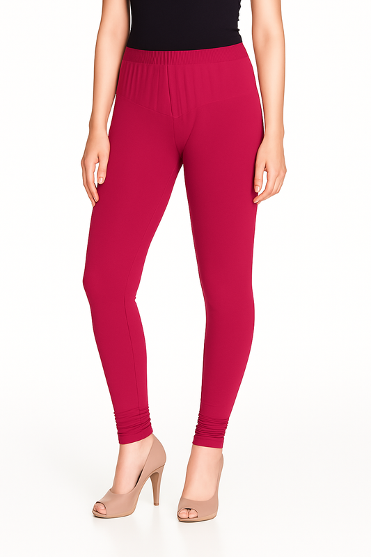 Fuchsia Women's Solid Churidar Stretchable Cotton Blend Legging