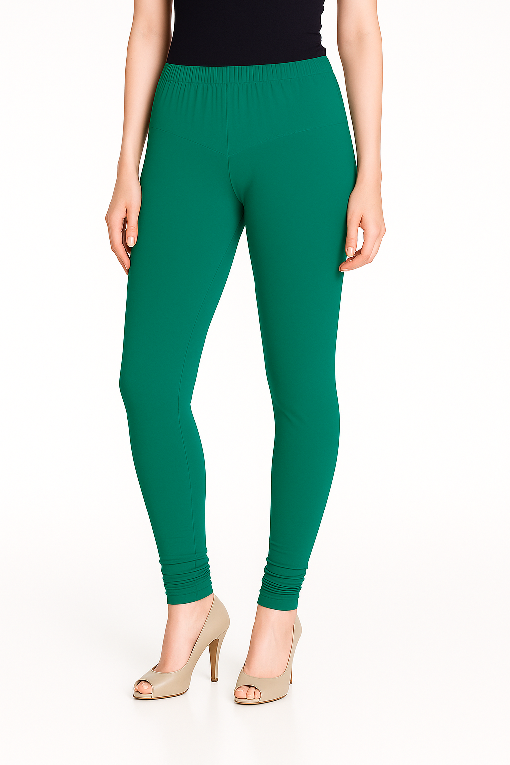 Light Cherry Women's Solid Churidar Stretchable Cotton Blend Legging