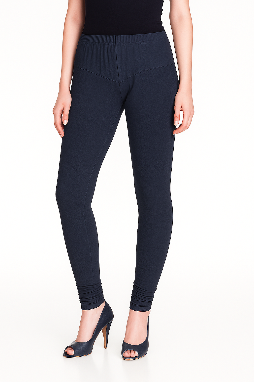 Cobalt Blue Women's Solid Churidar Stretchable Cotton Blend Legging