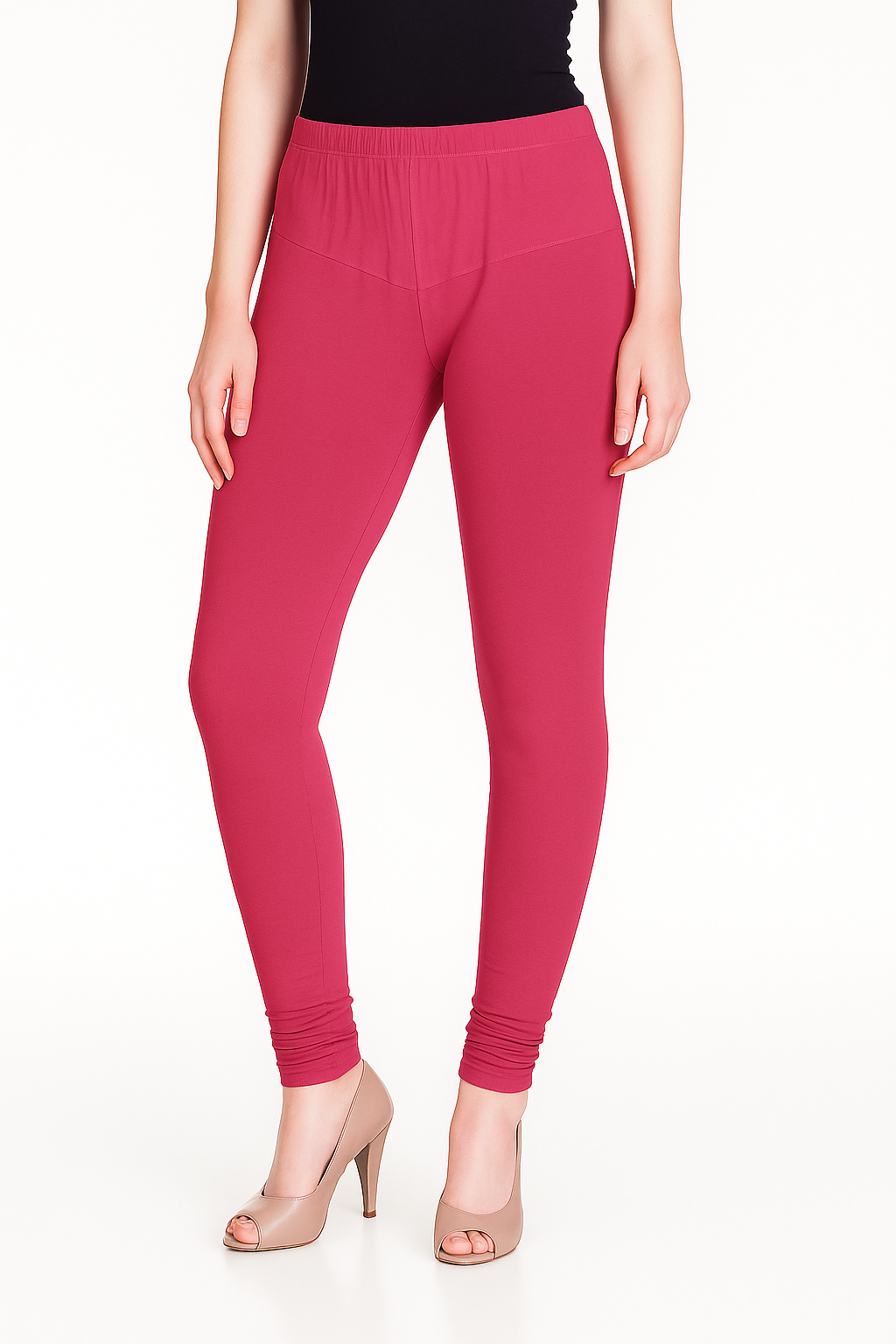 Young Fuchsia Women's Solid Churidar Stretchable Cotton Blend Legging