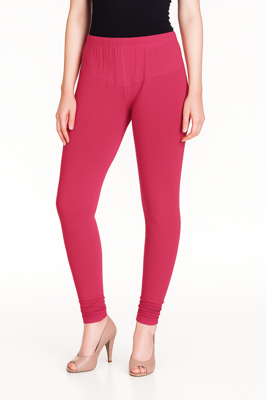 Young Fuchsia Women's Solid Churidar Stretchable Cotton Blend Legging