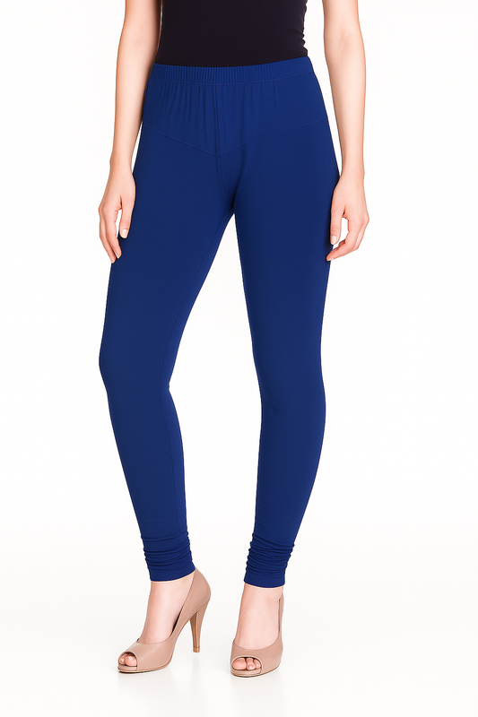 Olympian Blue Women's Solid Churidar Stretchable Cotton Blend Legging