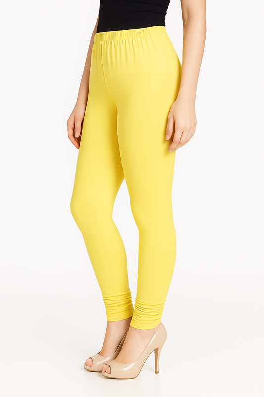 Unmellow Yellow Women's Solid Churidar Stretchable Cotton Blend Legging