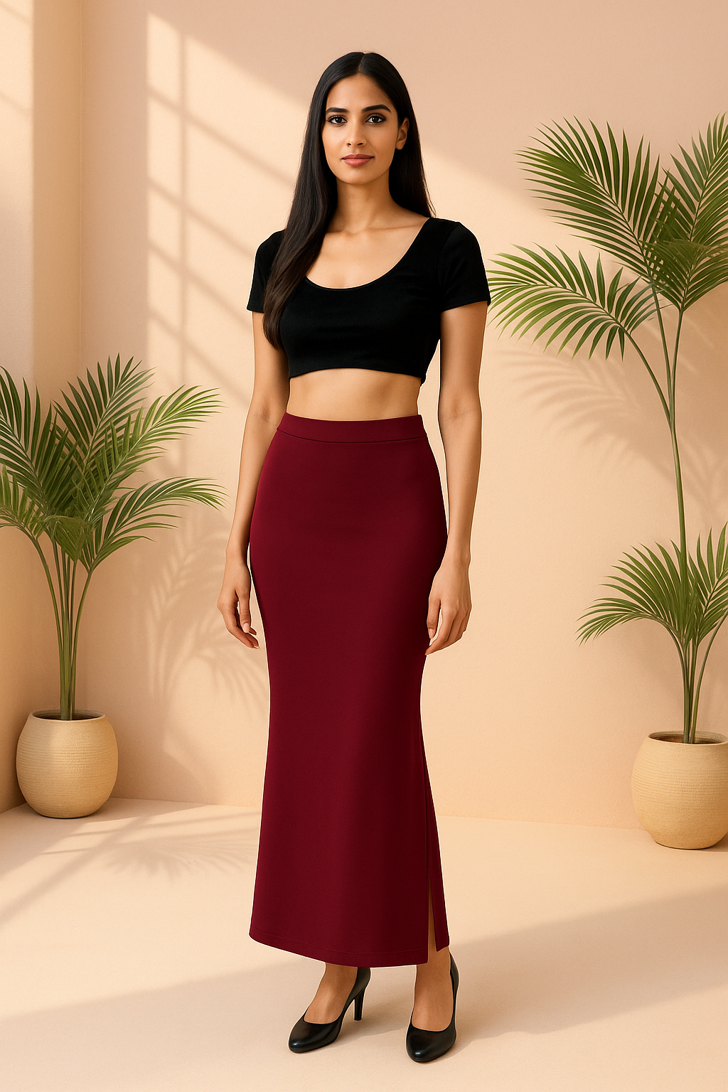 D.K Maroon Women's Solid Shapewear