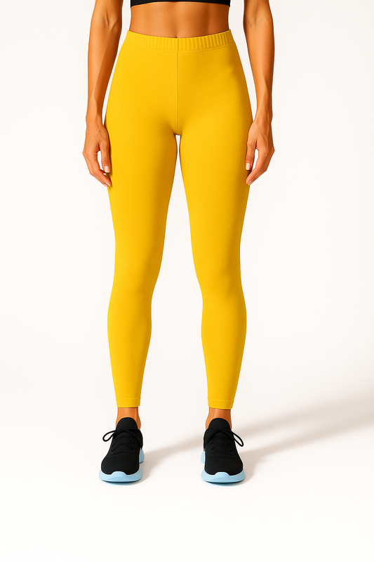 Gold Women's Ankle Length Stretchable Cotton Lycra Leggings