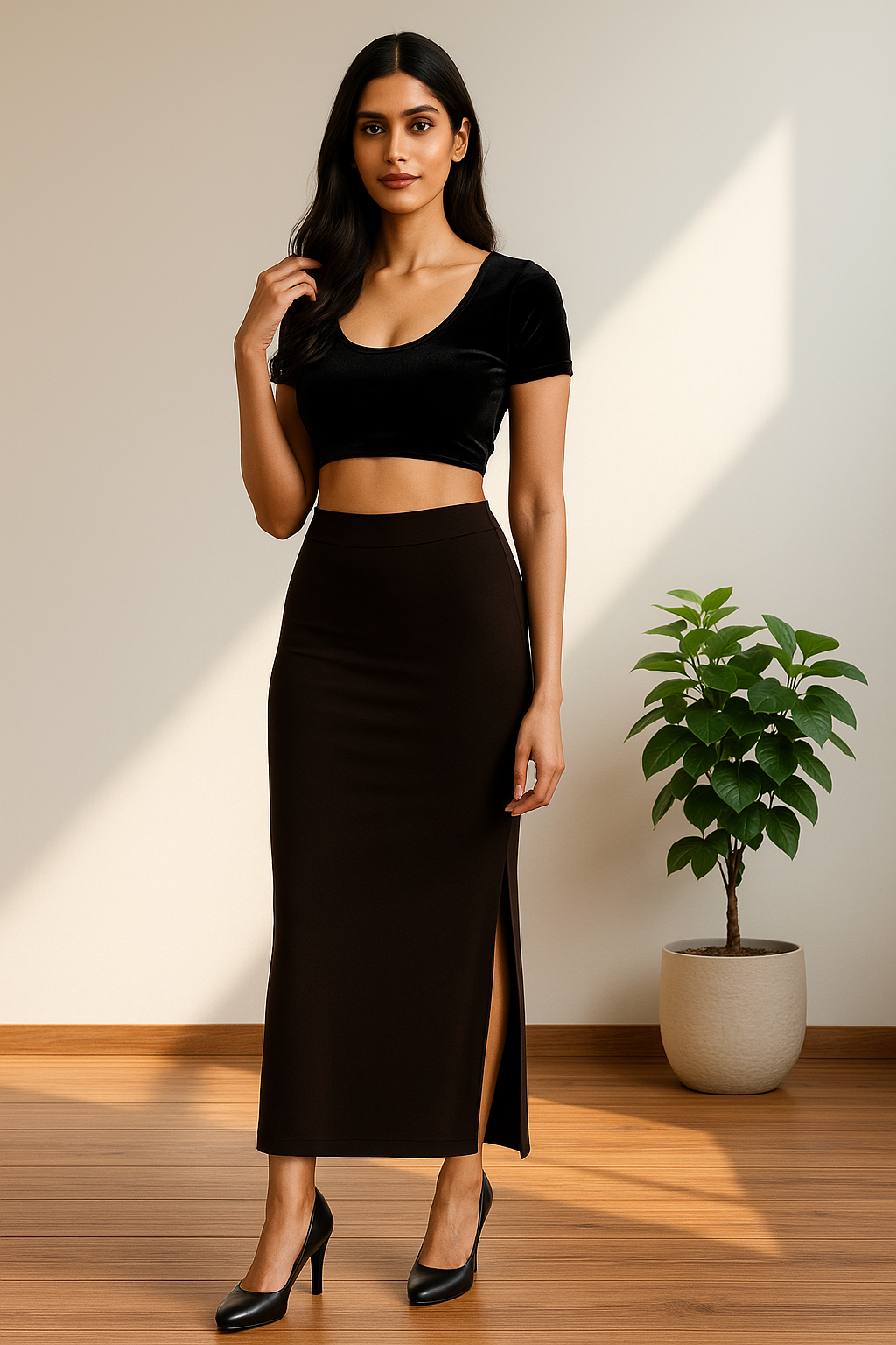 Deep Brown Women's Solid Shapewear