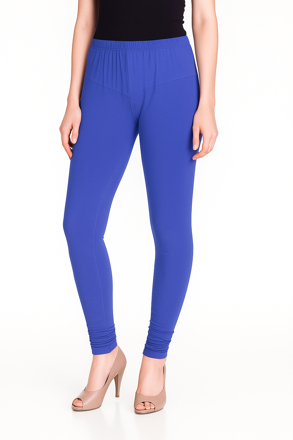 Palace Blue Women's Solid Churidar Stretchable Cotton Blend Legging