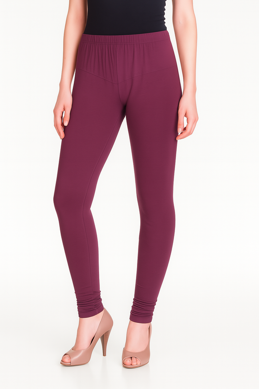 Vivid Viola Women's Solid Churidar Stretchable Cotton Blend Legging