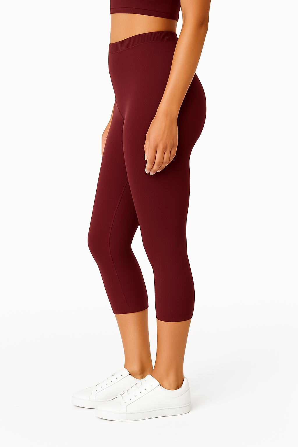 Maroon Women’s Solid Casual Capri