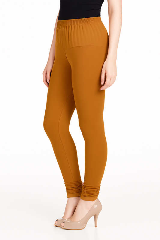 O Blue Women's Solid Churidar Stretchable Cotton Blend Legging