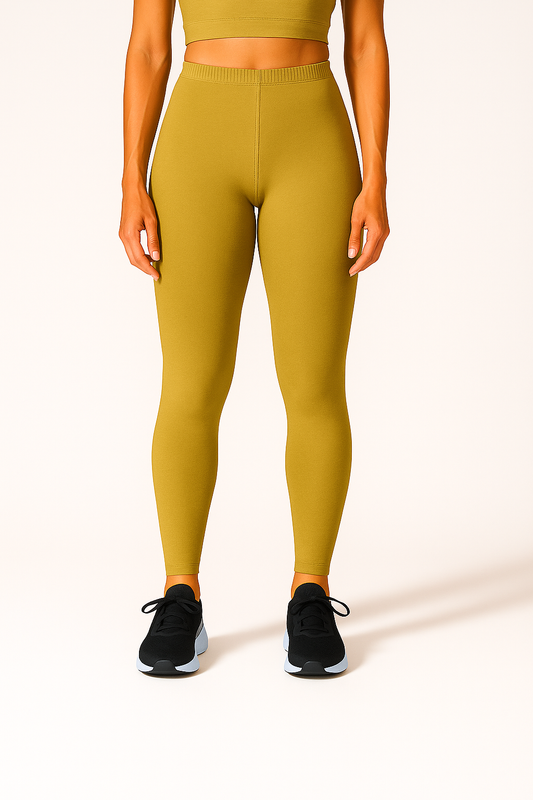 Oil Yellow Women's Ankle Length Stretchable Cotton Lycra Leggings