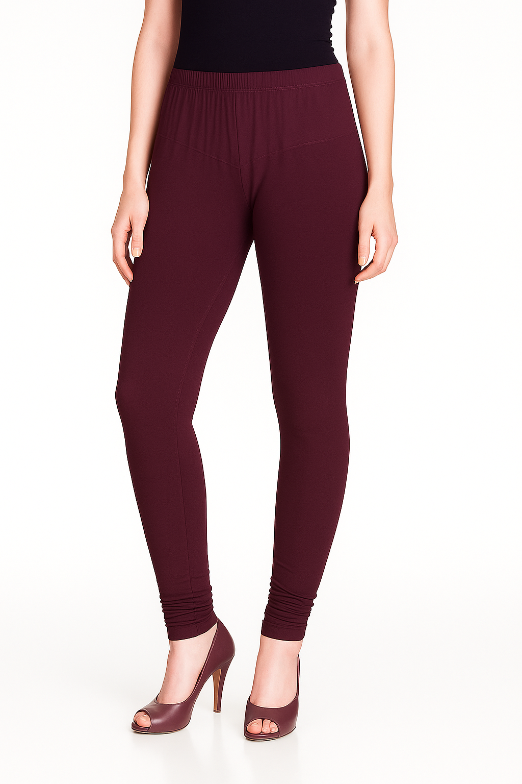 Amarnath Purple Women's Solid Churidar Stretchable Cotton Blend Legging