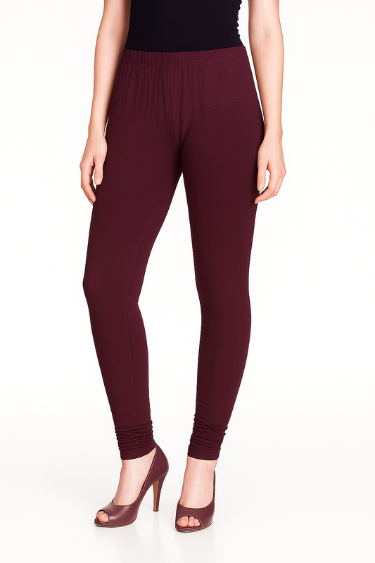 Amarnath Purple Women's Solid Churidar Stretchable Cotton Blend Legging