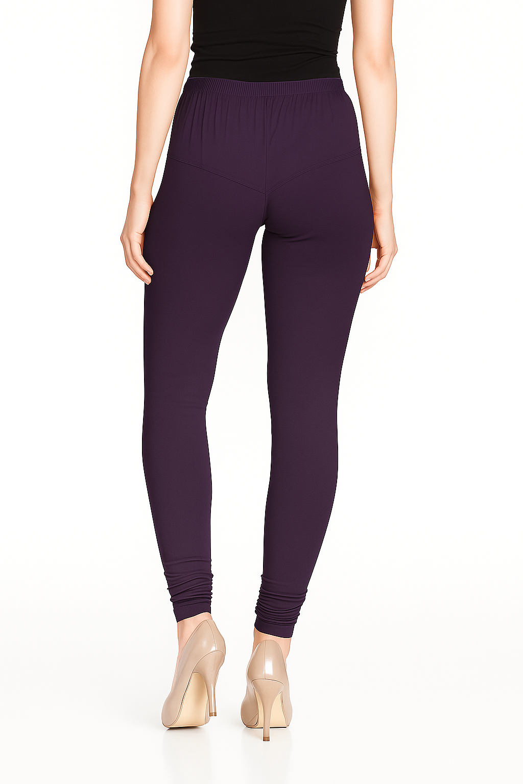 Royal Lilac Women's Solid Churidar Stretchable Cotton Blend Legging