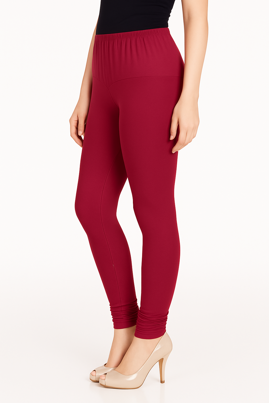 Bubblegum Pink Women's Solid Churidar Stretchable Cotton Blend Legging