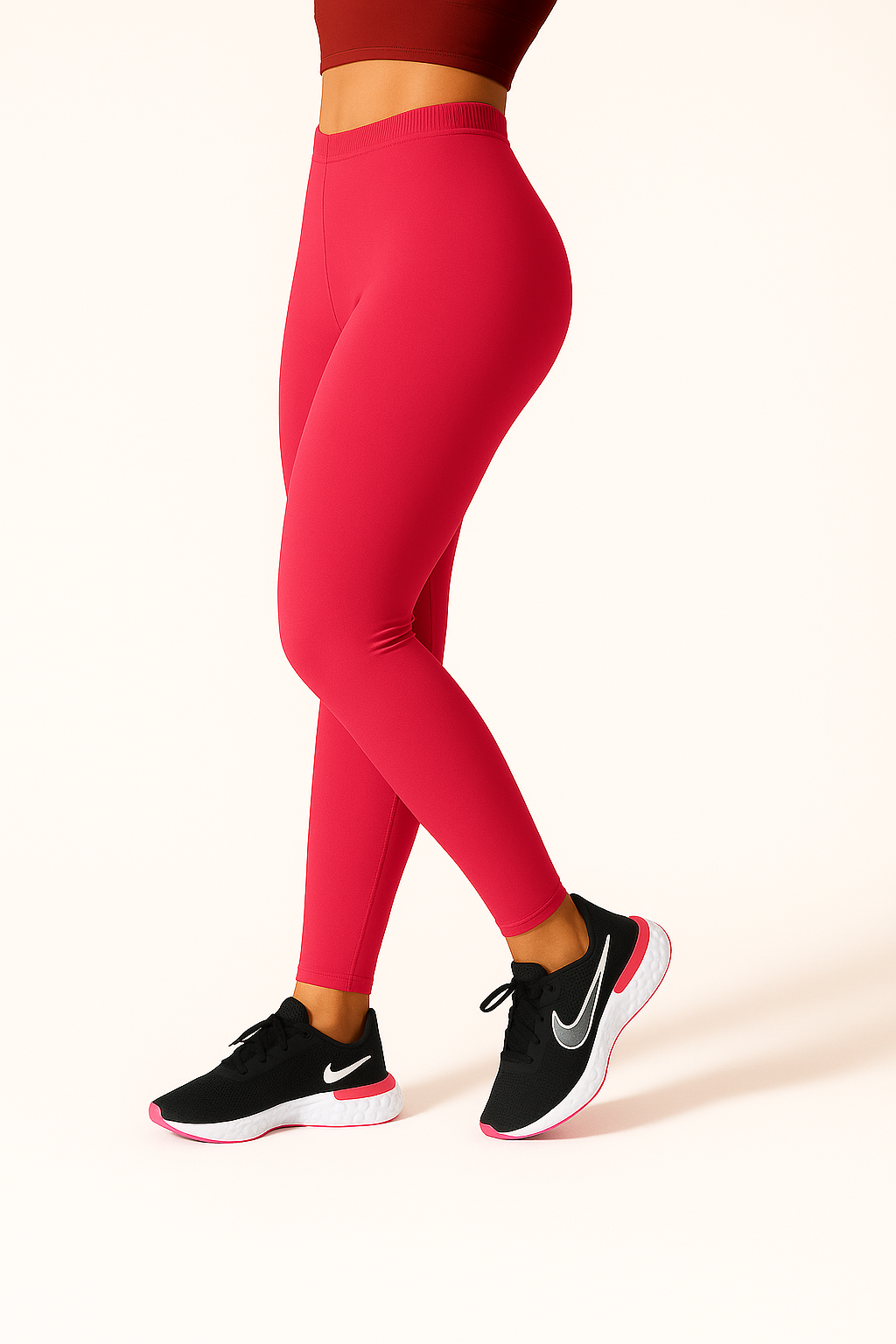 Women's Ankle Length Slim Fit Soft Stretchable Bright Pink Cotton Blend Leggings