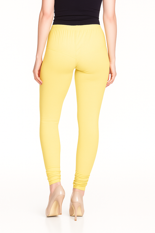 Unmellow Yellow Women's Solid Churidar Stretchable Cotton Blend Legging