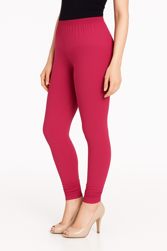 Barbie Pink Women's Solid Churidar Stretchable Cotton Blend Legging