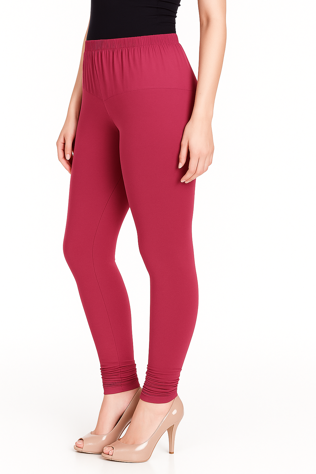 Fuchsia Women's Solid Churidar Stretchable Cotton Blend Legging