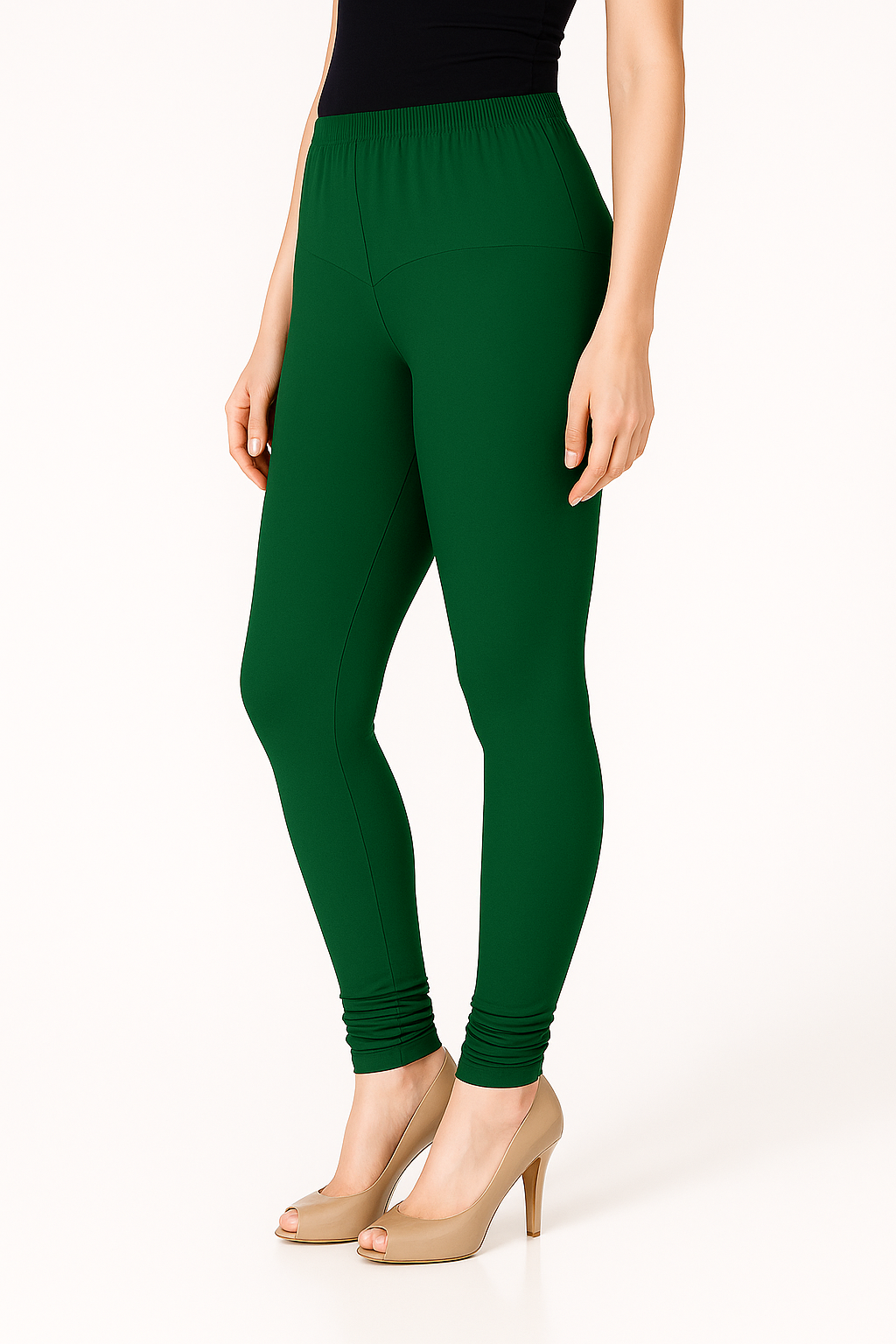 Dartmouth Green Women's Solid Churidar Stretchable Cotton Blend Legging