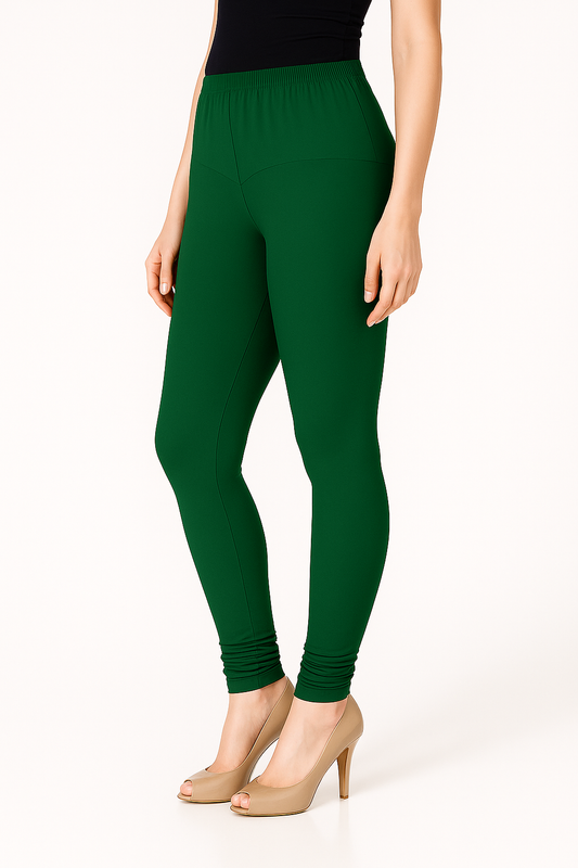 Dartmouth Green Women's Solid Churidar Stretchable Cotton Blend Legging