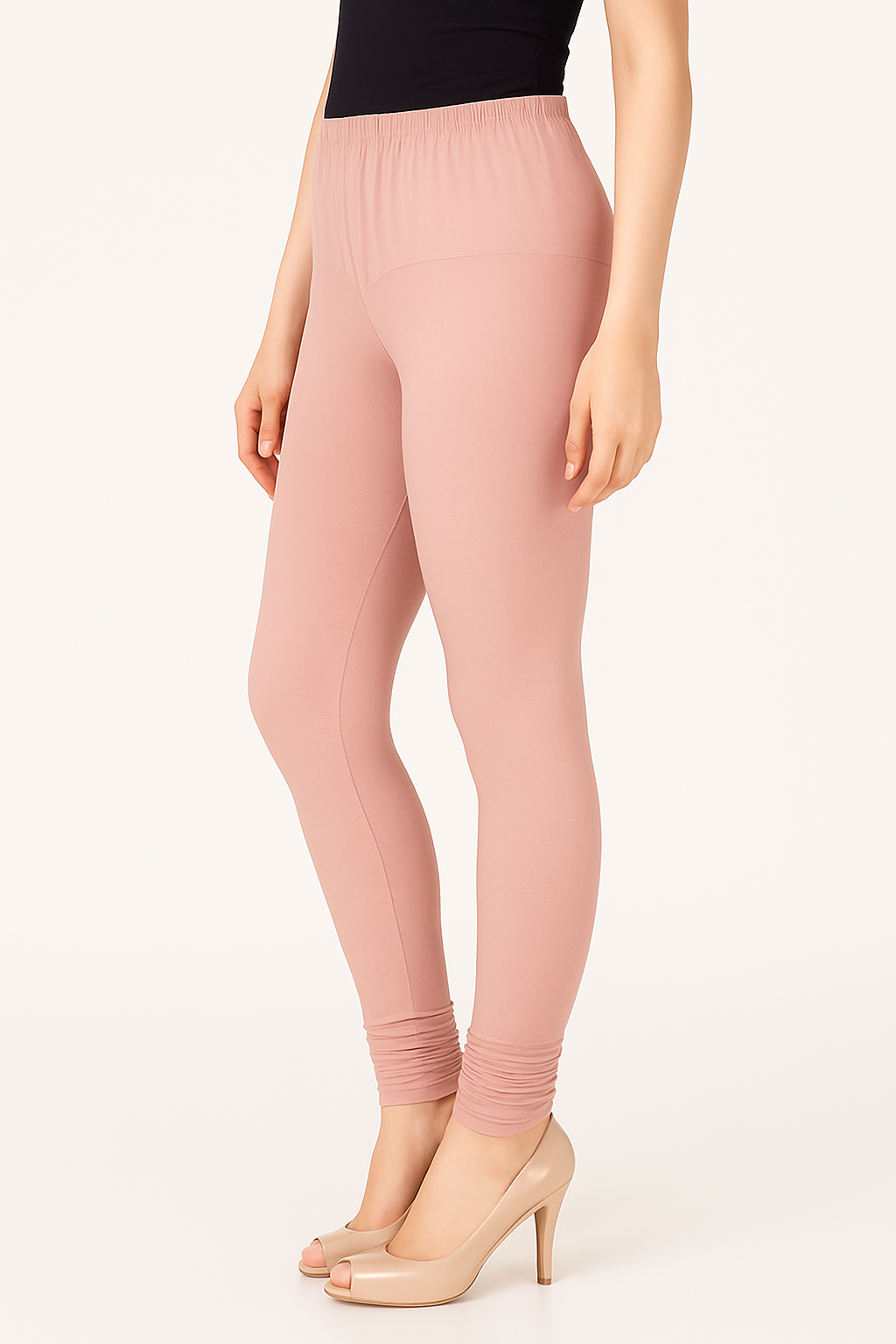 Peach Women's Solid Churidar Stretchable Cotton Blend Legging