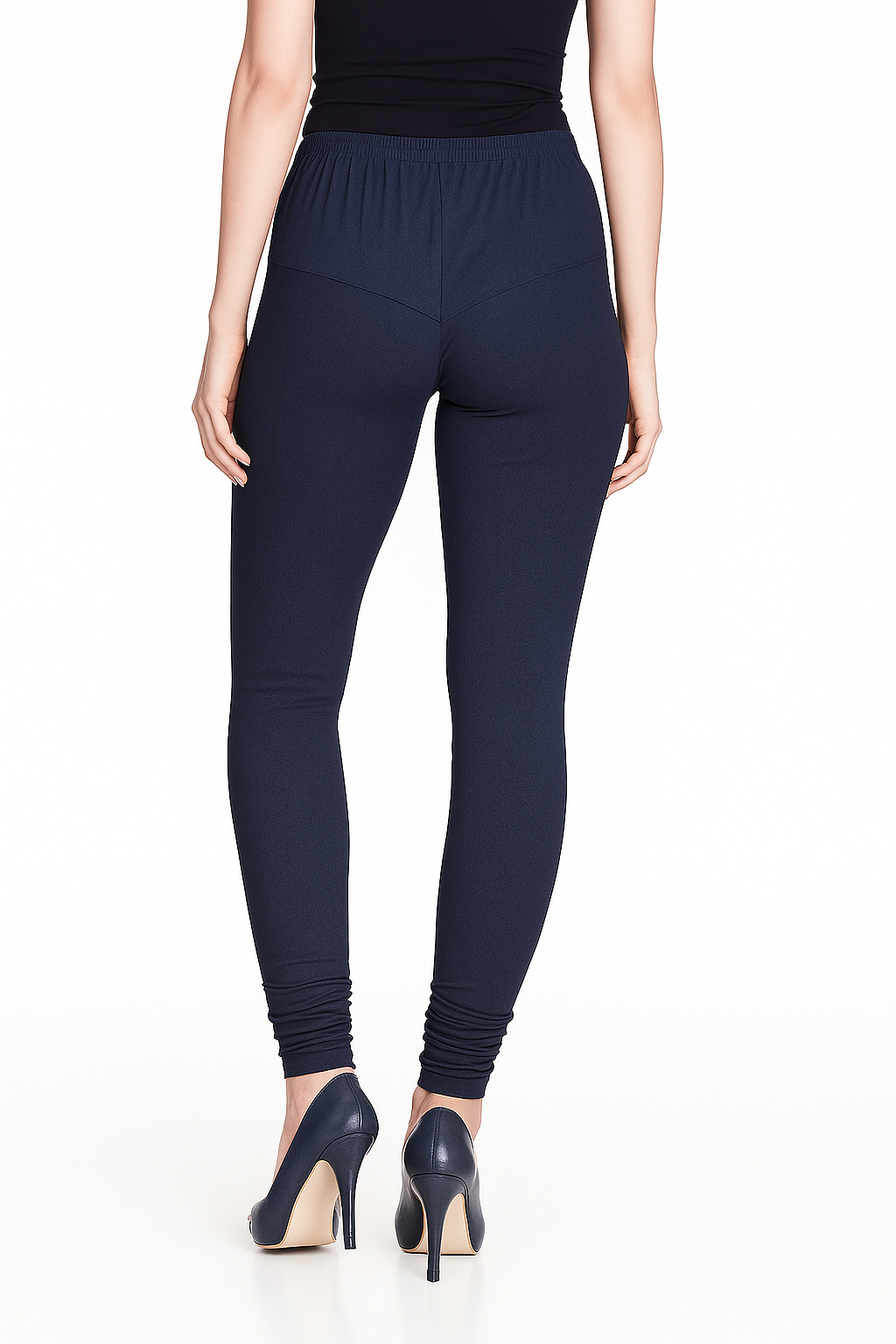 Cobalt Blue Women's Solid Churidar Stretchable Cotton Blend Legging
