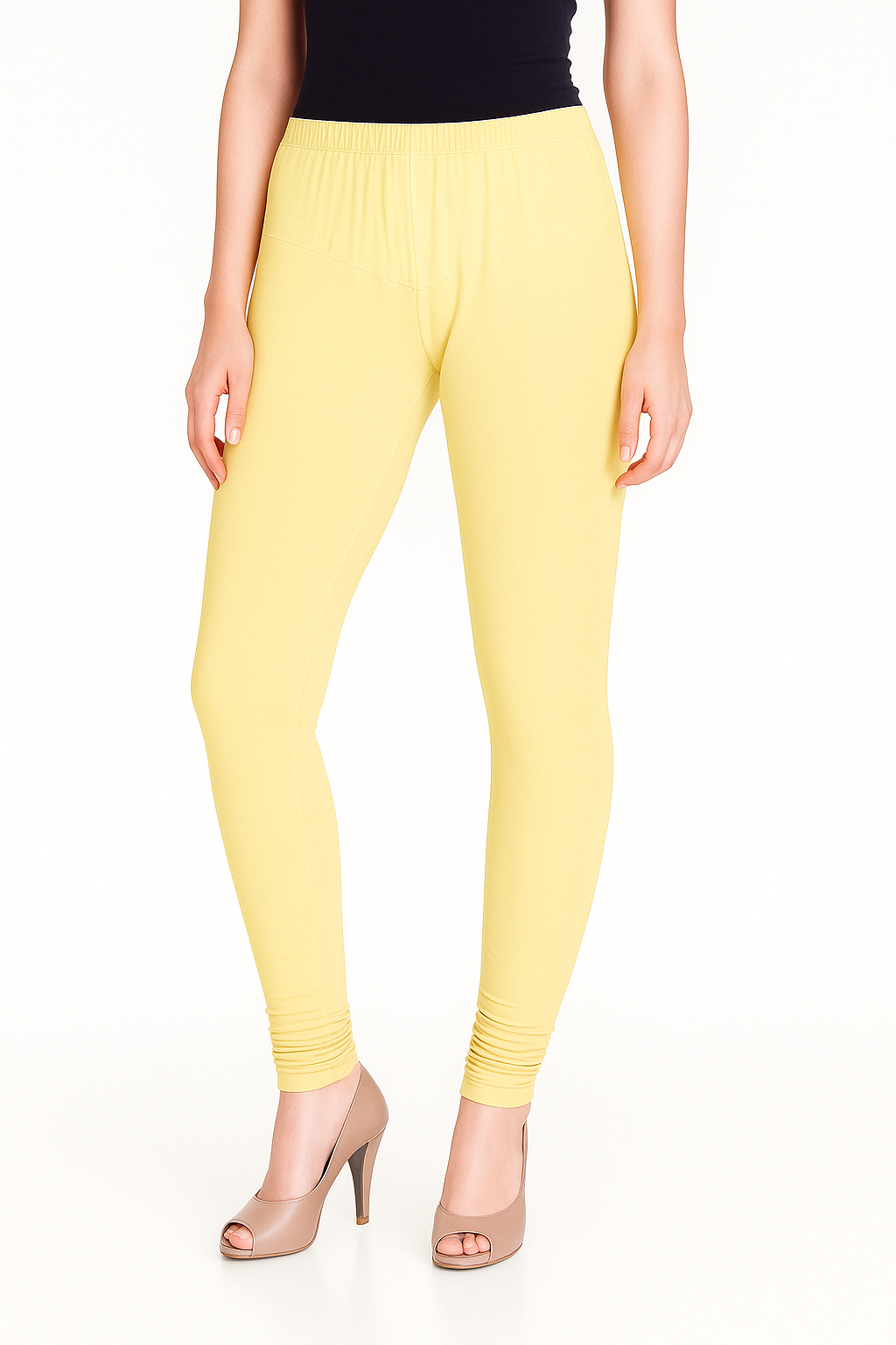 Unmellow Yellow Women's Solid Churidar Stretchable Cotton Blend Legging