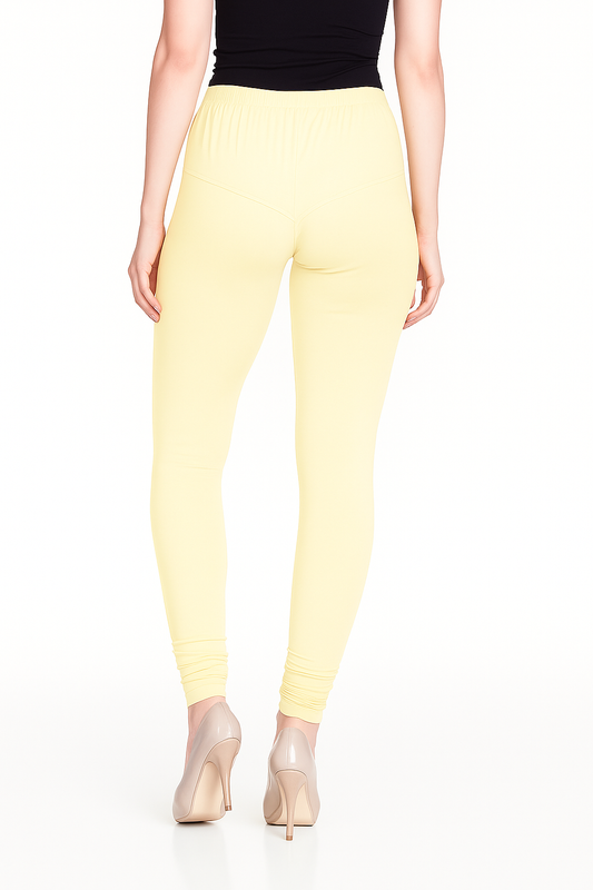Cream Women's Solid Churidar Stretchable Cotton Blend Legging