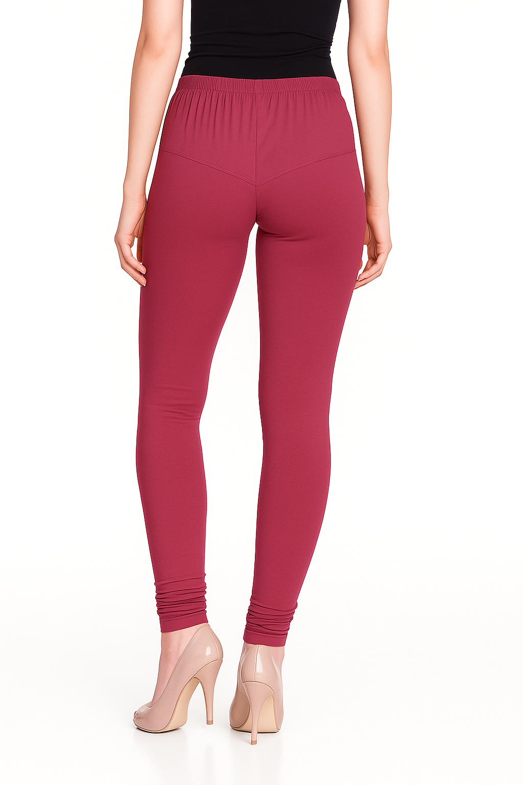Fuchsia Women's Solid Churidar Stretchable Cotton Blend Legging