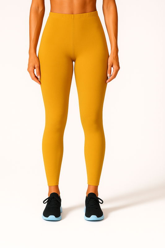 Light Mustard Women's Ankle Length Stretchable Cotton Lycra Leggings