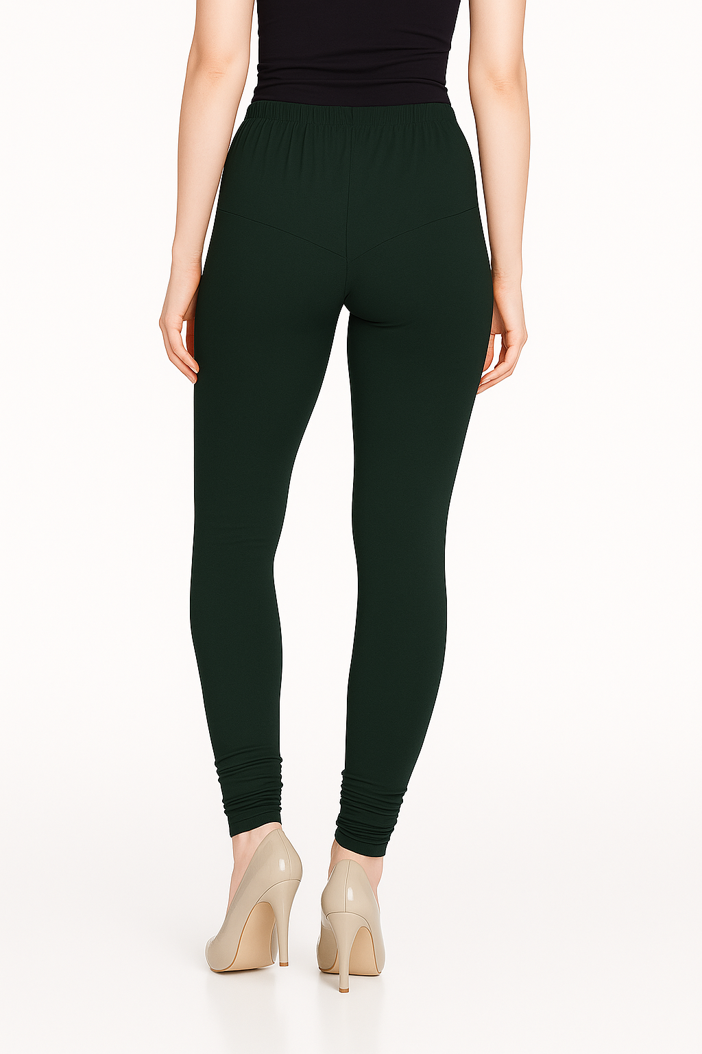 Green Women's Solid Churidar Stretchable Cotton Blend Legging