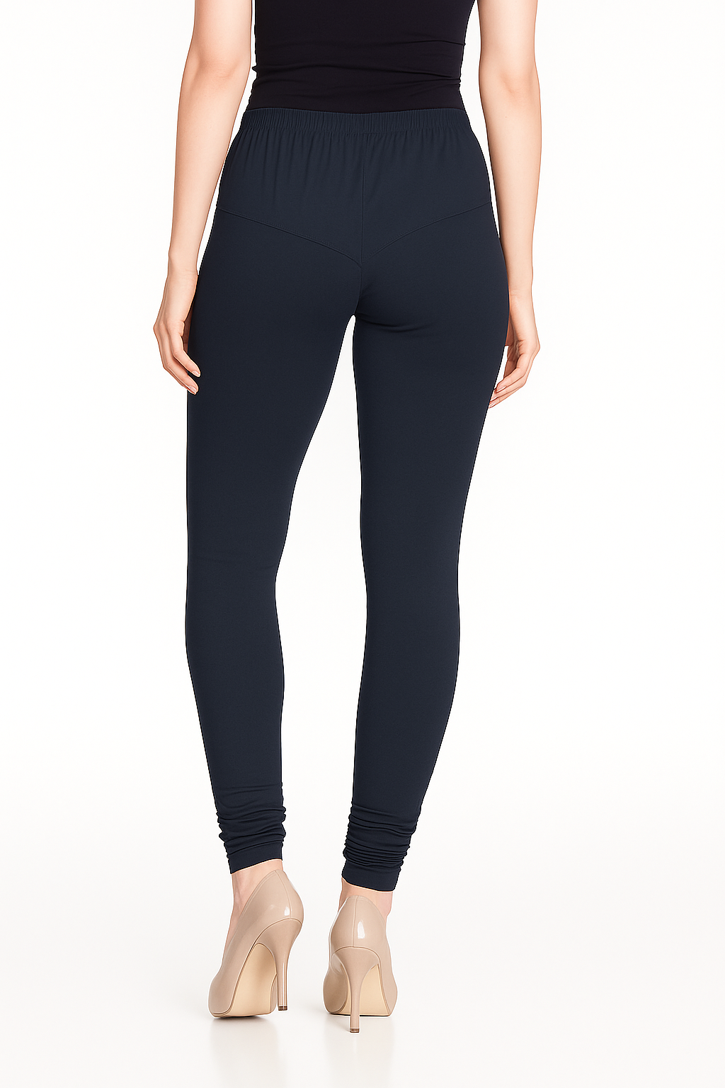 Navy Women's Solid Churidar Stretchable Cotton Blend Legging