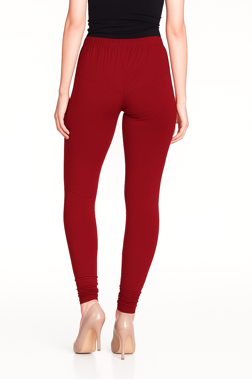 Blood Red Women's Solid Churidar Stretchable Cotton Blend Legging