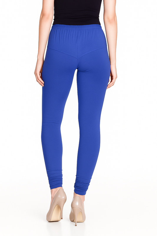 Palace Blue Women's Solid Churidar Stretchable Cotton Blend Legging