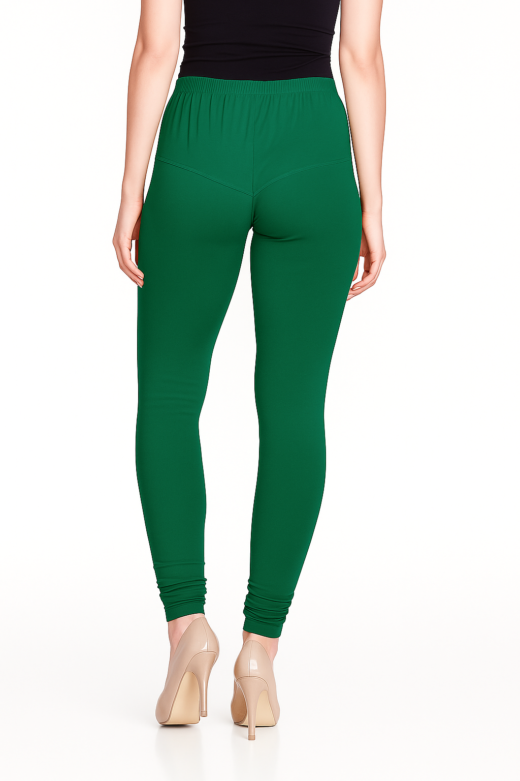 Pak Green Women's Solid Churidar Stretchable Cotton Blend Legging