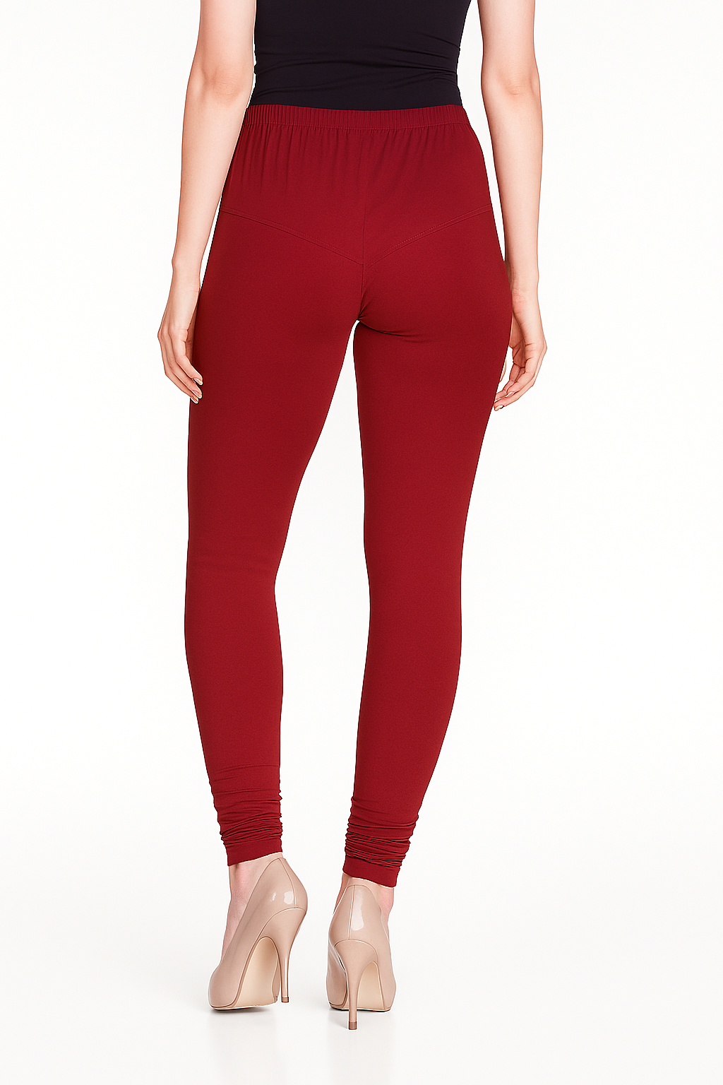 Red Women's Solid Churidar Stretchable Cotton Blend Legging