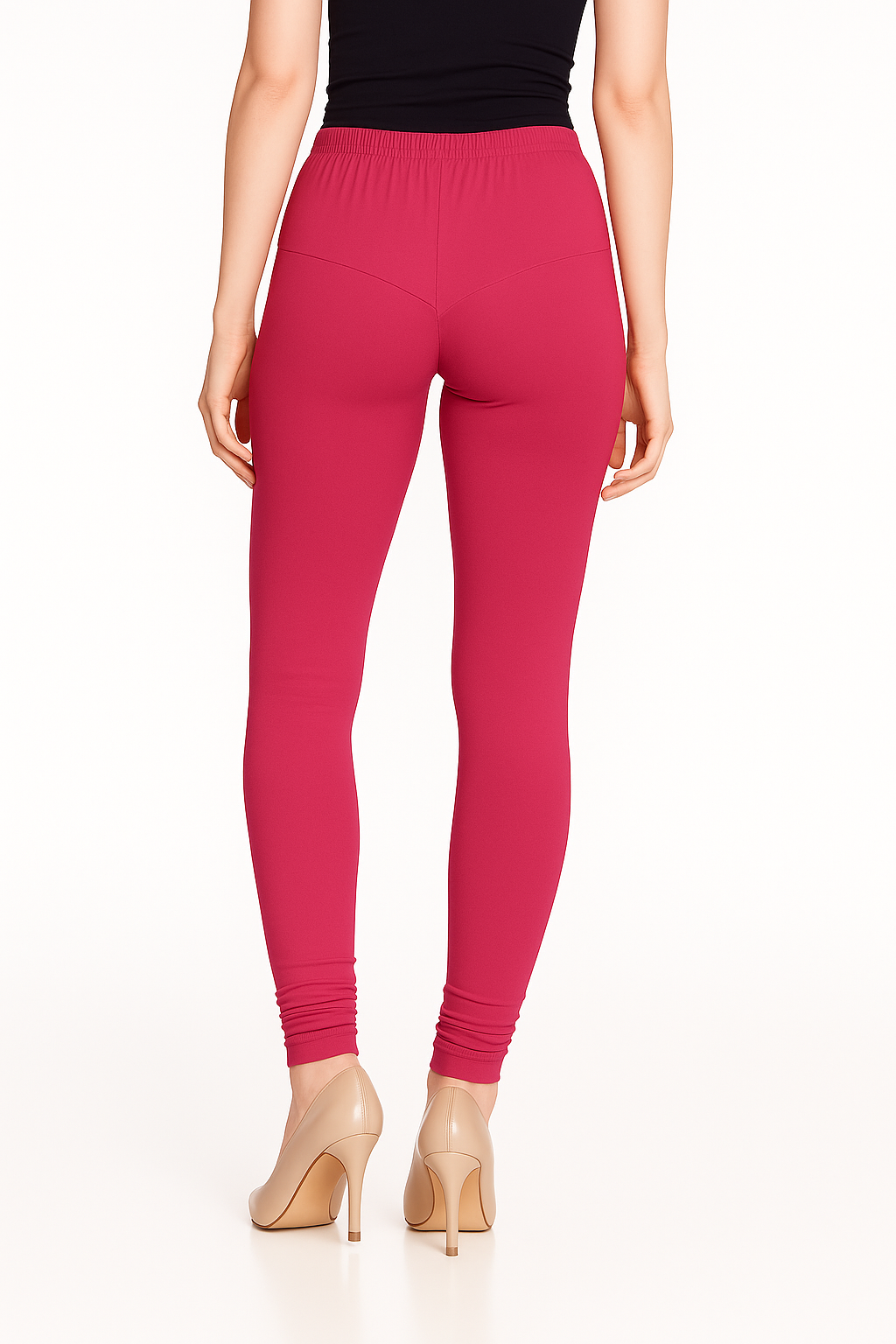 Barbie Pink Women's Solid Churidar Stretchable Cotton Blend Legging
