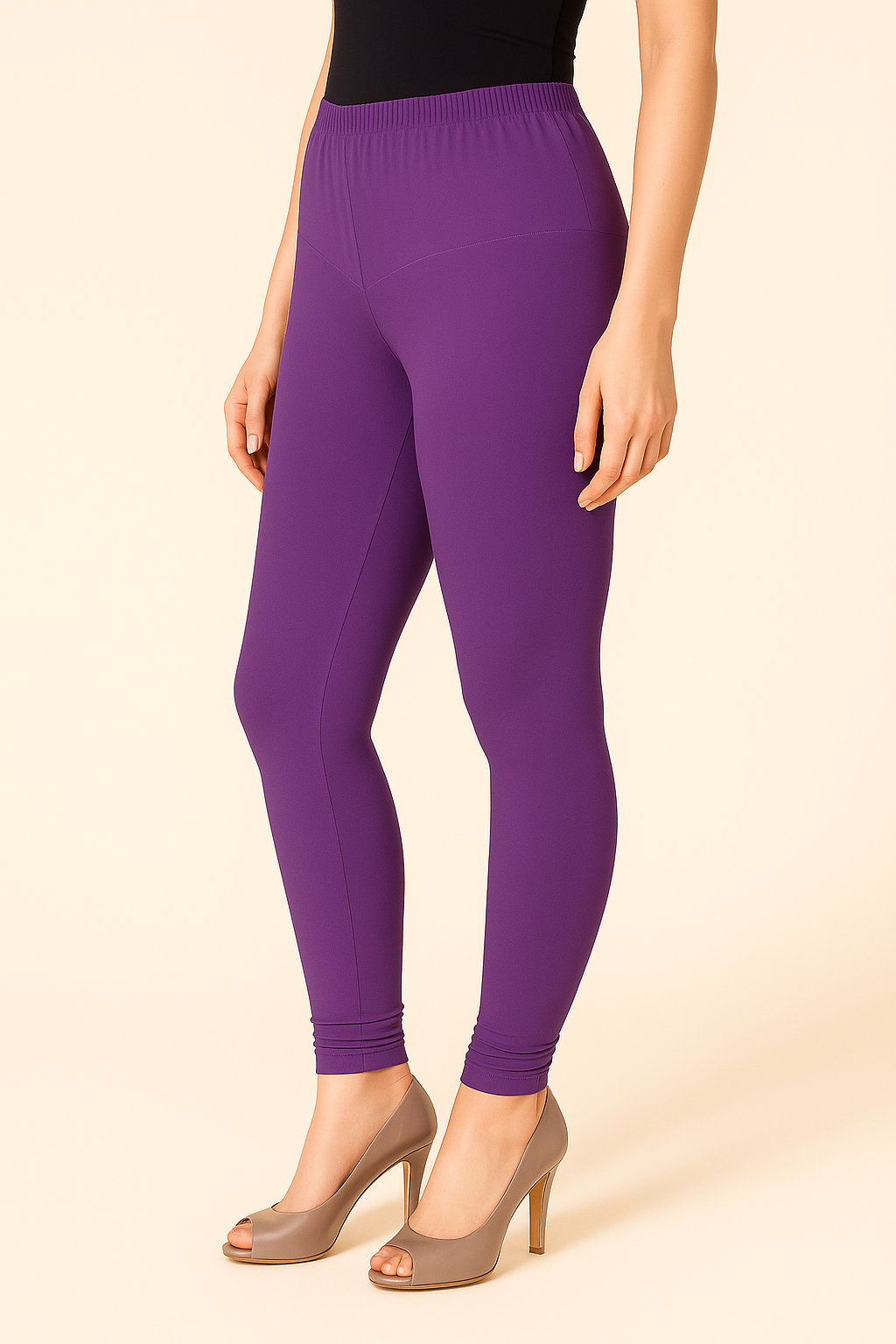 Wisteria Women's Solid Churidar Stretchable Cotton Blend Legging